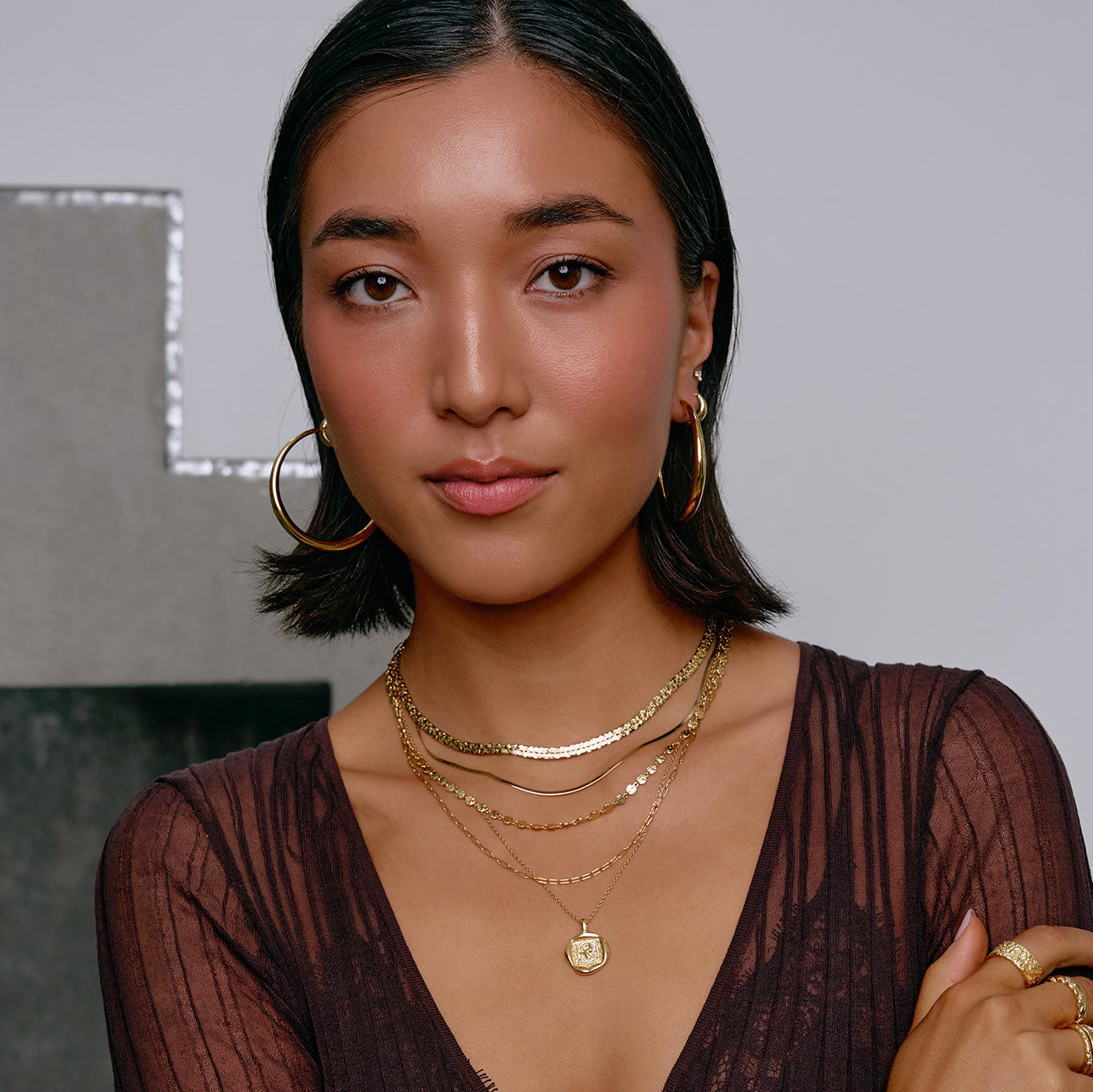 Riley Gold Hoop Earrings - Large