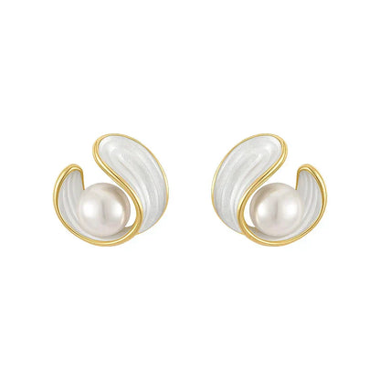 Luxury White Opal Earrings with Pearls Gold