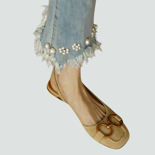 Stylish Block Heel Orthopedic Flats