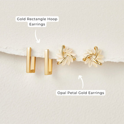 Opal Petal Gold Earrings