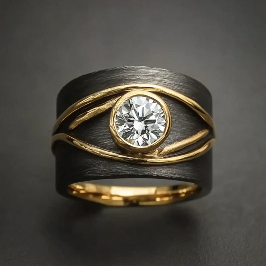 Vintage Dark Silver Zirconia Eye Ring